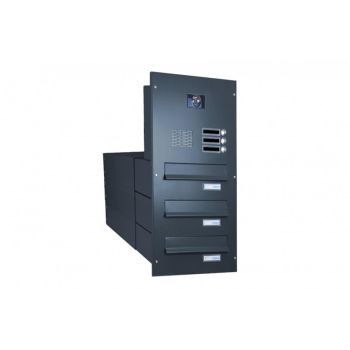 B-042 Wall-mounted mailbox system (1-3-fold) with intercom screen in RAL color