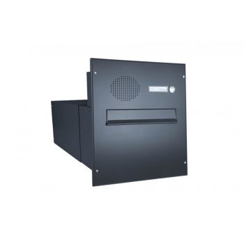 B-242 XXL Through-the-wall letterbox with doorbell & intercom screen in RAL 7016