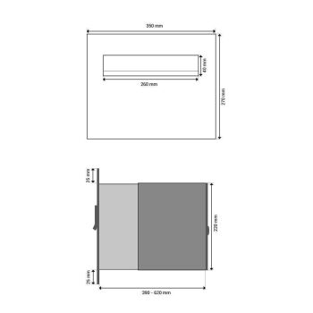 XXL Edelstahl Mauerdurchwurf Briefkasten ohne Namensschild - T: 39-62 cm - B-242