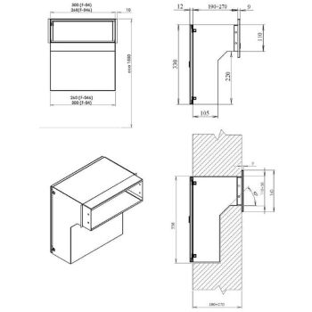 F-046 Stainless steel wall letterbox with 2 bell push-buttons
