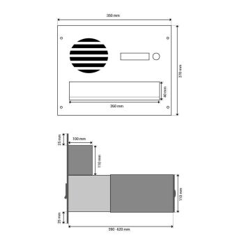 B-042 stainless steel through wall letterbox with 2 bells & intercom Sieve (variable depth)