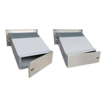 D-041 Cassetta postale passante a muro in acciaio inox con targhetta portanome (profondità: 23-38 cm)
