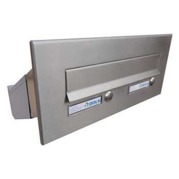 D-041 Cassetta postale passante a muro in acciaio inox con targhetta portanome (profondità: 23-38 cm)