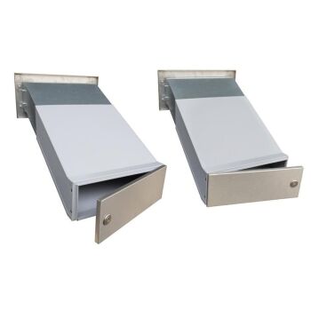 D-04 Cassetta postale 2 posti passante a muro in acciaio inox con 2 campanelli (profondità: 35-50 cm)