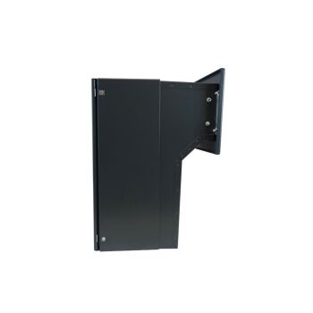 Mauerdurchwurf Briefkasten in RAL 9005 mit Klingel - T: 18-27 cm - F-046