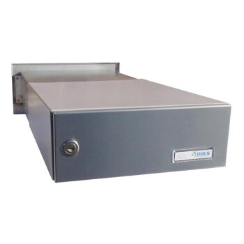 Edelstahl Mauerdurchwurf Briefkasten mit 2 Tastern - T: 39-62 cm- B-042