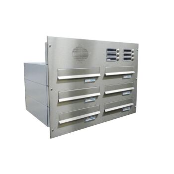 B-042 6-panel stainless steel wall conduct letterbox system with intercom screen