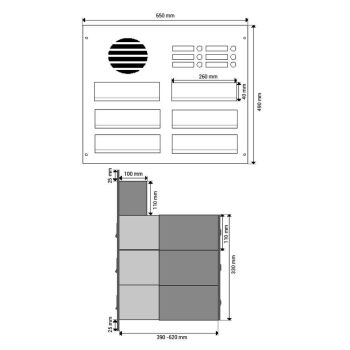 B-042 6-panel stainless steel wall conduct letterbox system with intercom screen