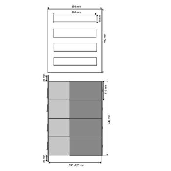 B-042 4-door stainless steel pass through wall letterbox system (variable depth)