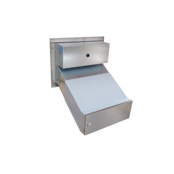 Edelstahl Mauerdurchwurf Briefkasten mit Sprechsieb mit 2 Tastern - T: 23-38 cm - D-041