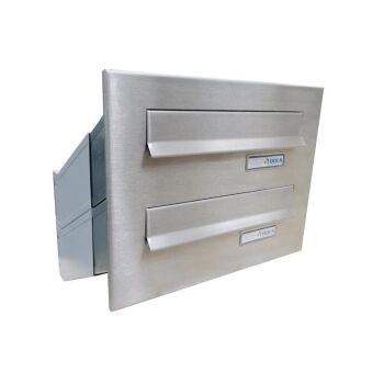 2er Edelstahl Durchwurfbriefkastenanlage - T: 23-38 cm - D-041