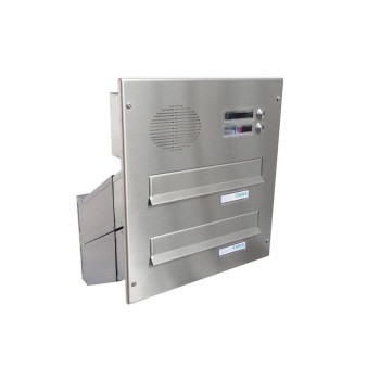 D-041 2-door stainless steel through wall letterbox with bells & intercom