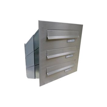 D-041 3-door stainless steel through wall letterbox system
