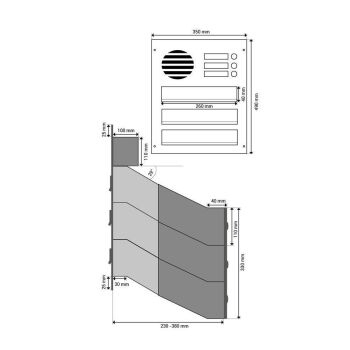 D-041 3 stainless steel wall-mounted mailbox system with intercom screen