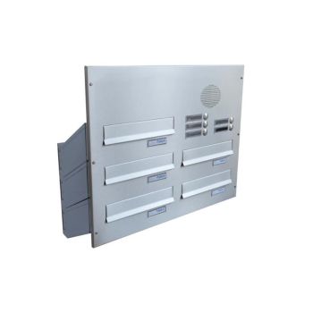 D-041 5er stainless steel wall conduct letterbox with bells & intercom screen