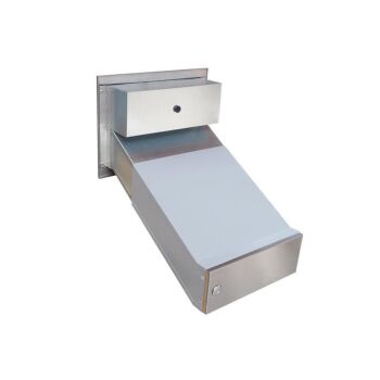 Edelstahl Mauerdurchwurf Briefkasten mit Sprechsieb & 2 Tastern - T: 33-50 cm - D-042
