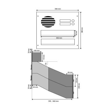 D-042 2-piece stainless steel through-the-wall letterbox system with intercom screen