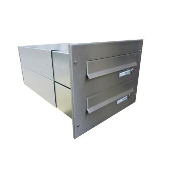 B-042 2-door stainless steel through wall letterbox system (variable depth) with bells