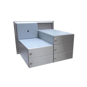 5er Edelstahl Mauerdurchwurf Briefkastenanlage mit Sprechsieb - T: 39-62 cm- B-042