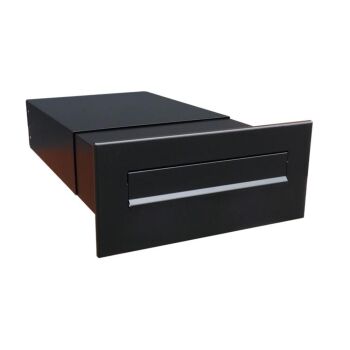 Mauerdurchwurf Briefkasten in RAL 9005 ohne Namensschild - T: 39-62 cm- B-042