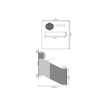 D-241 XXL Edelstahl Mauerdurchwurf Briefkasten mit Sprechsieb (Tiefe: 23-38 cm)
