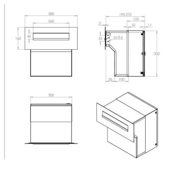 Cassetta postale FLAT Design in acciaio inox FX-04 senza targhetta
