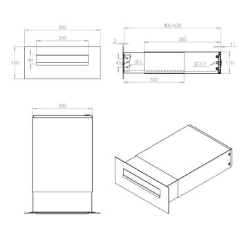 FLAT Design Durchwurfbriefkasten in RAL 7016 - T: 39-62 cm- BX-042