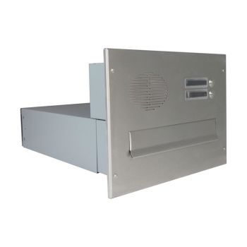 B-042 Cassetta postale passante a muro in acciaio inox (profondità: 39-62 cm)- 2 posti