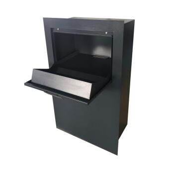 OSKAR Durchwurfpaketbriefkasten für Zaun und Mauer in RAL 7016