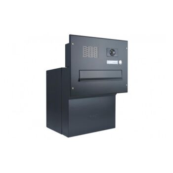 Kamera Durchwurf Briefkasten in RAL 9005 mit Videostation Busch-OneTouch (7") in schwarz mit Aufputzmontagedose - F-042