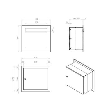 AV-Serie Edelstahl Durchwurfbriefkasten - Tiefe 14,5 - 40 cm