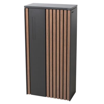KARL freistehender Paketkasten in RAL 7016 / Holzoptik