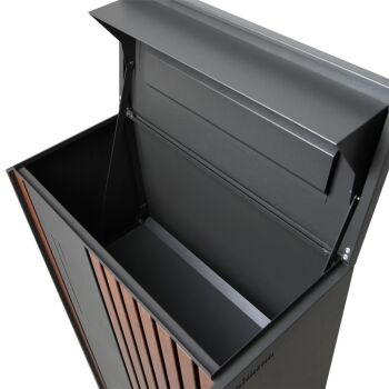 KARL freistehender Paketkasten in RAL 7016 / Holzoptik