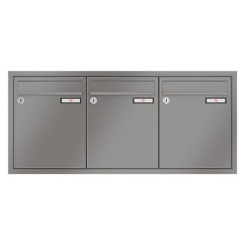 RENZ Eckrahmen Unterputz Briefkastenanlage 3-fach RAL9007