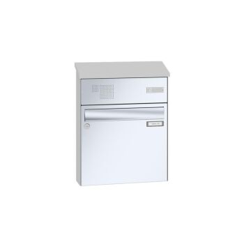 Leabox Cassetta postale a muro con tettuccio obliquo & citofono in acciaio inox - LEA20