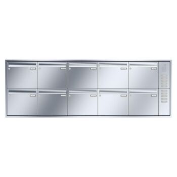 Leabox stainless steel Flush-mounted-letterbox with intercom prep.