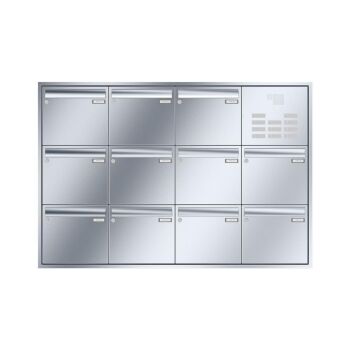 Leabox stainless steel Flush-mounted-letterbox with intercom prep.