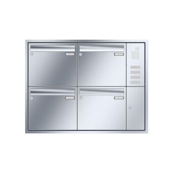 Leabox stainless steel Flush-mounted-letterbox with intercom prep.