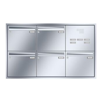 Leabox stainless steel Flush-mounted-letterbox with intercom prep.