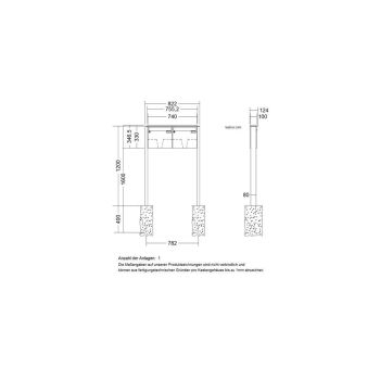 LEABOX 2er freistehende Briefkastenanlage in V2A Edelstahl (einbetonieren) - LEA3