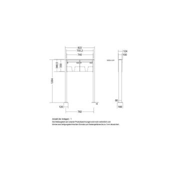 LEABOX 2er freistehende Briefkastenanlage in DB703 Dupont/Axalta (Fußplatten) - LEA3
