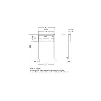 LEABOX 2er freistehende Briefkastenanlage in DB703 Dupont/Axalta (Fußplatten) - LEA3