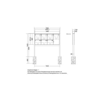 LEABOX 7er freistehende Briefkastenanlage in DB703 Dupont/Axalta (einbetonieren) - LEA3