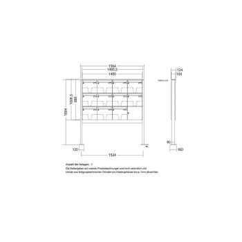 LEABOX 11er freistehende Briefkastenanlage in DB703 Dupont/Axalta (Fußplatten) - LEA3