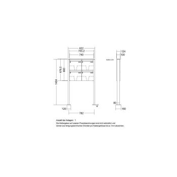 LEABOX 4er freistehende Briefkastenanlage in RAL 6005 (Fußplatten) - LEA3