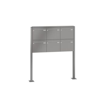 LEABOX 6er freistehende Briefkastenanlage in RAL 7016 (Fußplatten) - LEA3