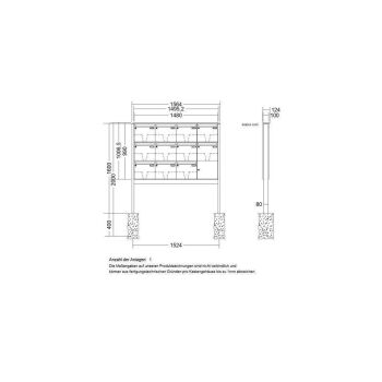 LEABOX 11er freistehende Briefkastenanlage in RAL 8028 (einbetonieren) - LEA3