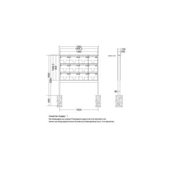 LEABOX 12er freistehende Briefkastenanlage in RAL 9005 (einbetonieren) - LEA3