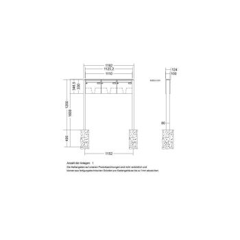 Leabox freestanding letterbox system in RAL 9006 white aluminium 3 embedding in concrete