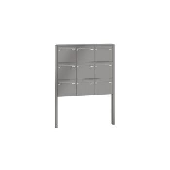 LEABOX 9er freistehende Briefkastenanlage in RAL 9006 (einbetonieren) - LEA3